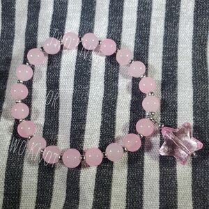 Hand Crafted Pink Beaded Bracelet with Star Charm
